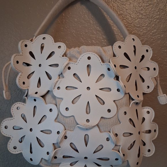 STAUD Handbags - NWT STAUD White Floral Cutout Mini Bag